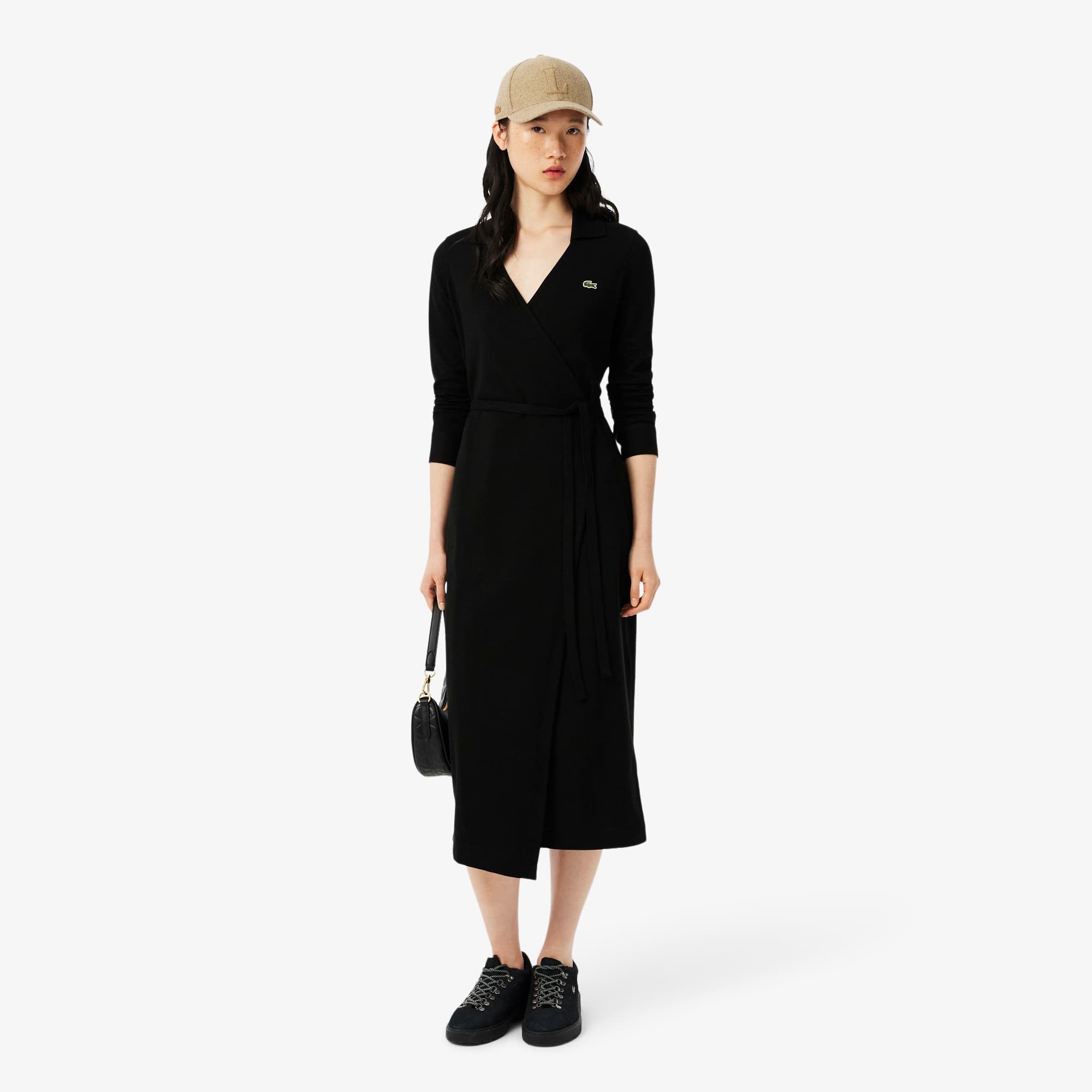 Платье с запахом и воротником-поло slim fit
