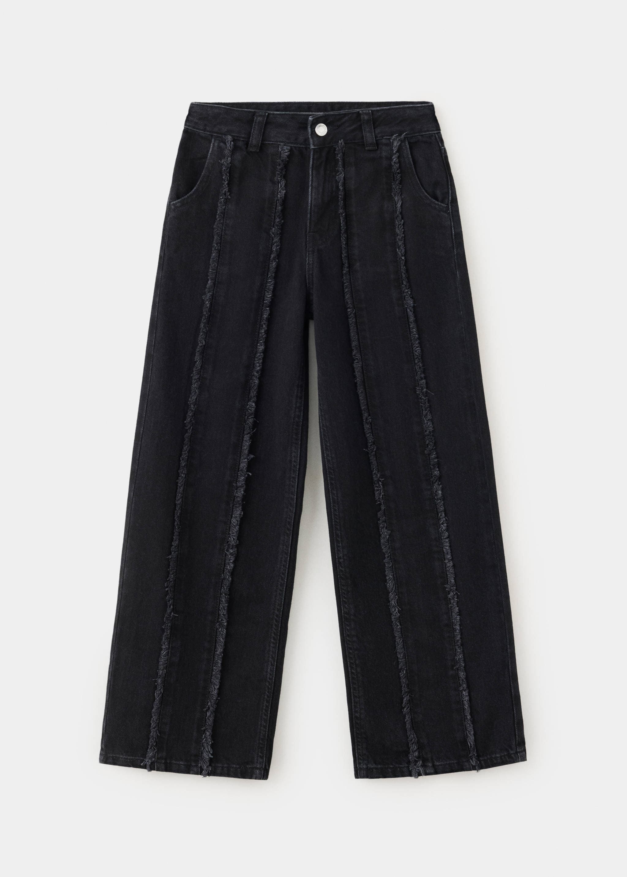 Джинсы wide leg с бахромой