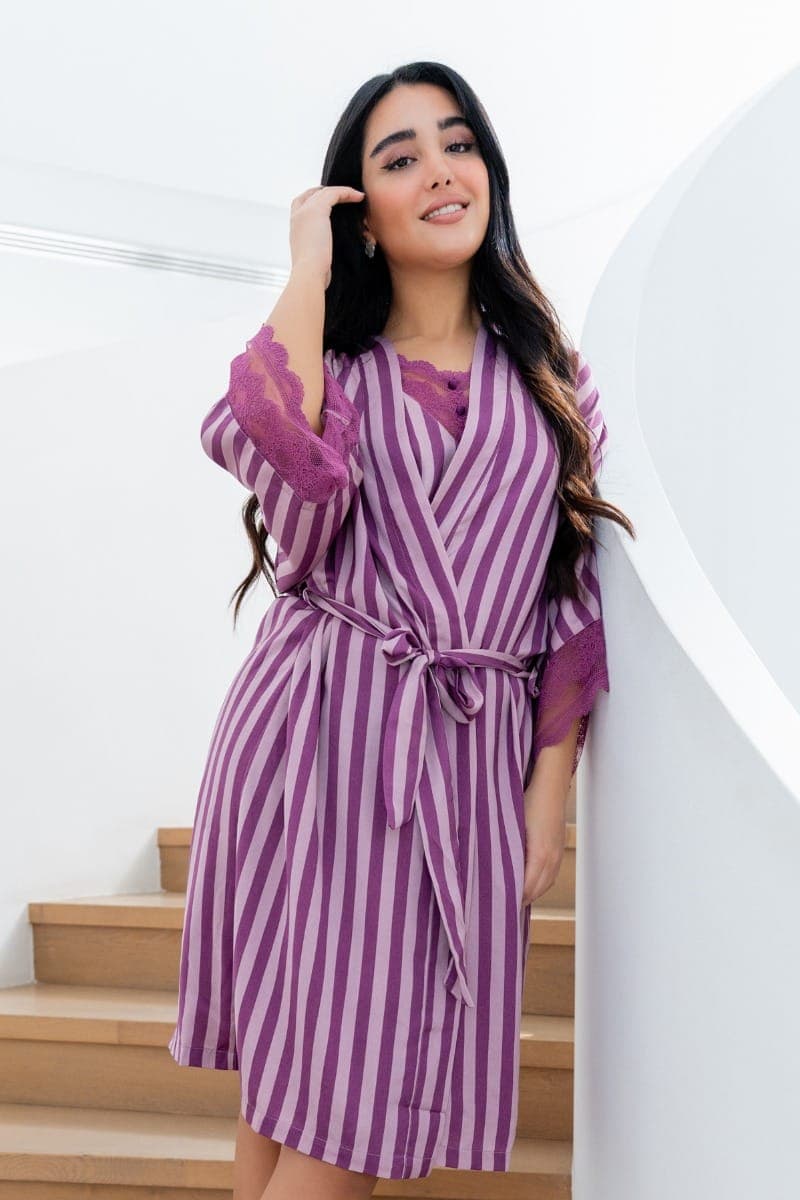 MAUVE STRIPE Длинный халат