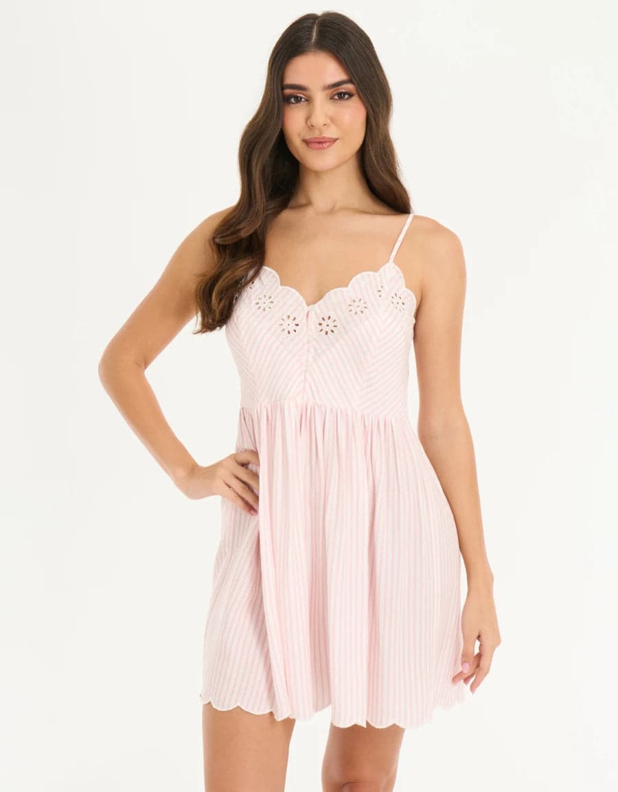 STRIPED EMBROIDERED Ночная сорочка