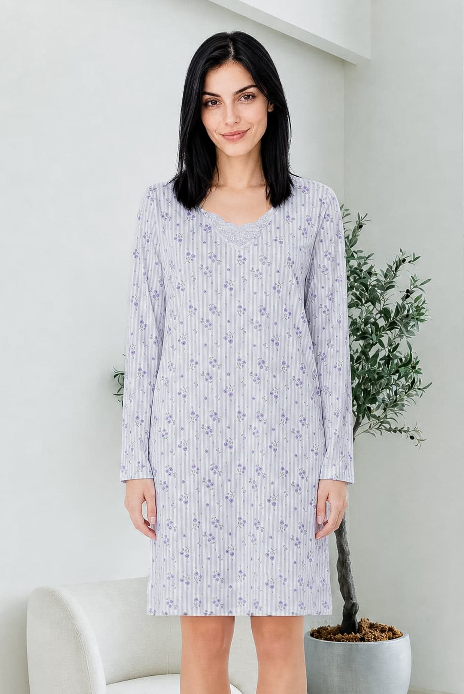 STRIPED FLORAL Ночная рубашка