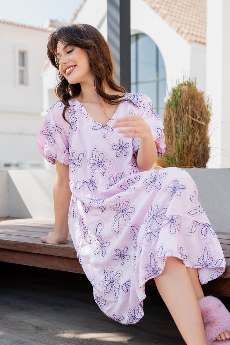 WHITE EMBROIDERED Платье