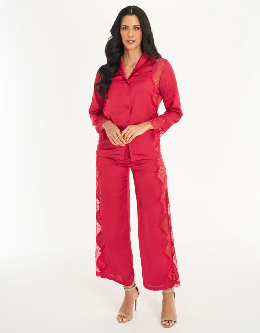 LACE-TRIM SATIN Пижама