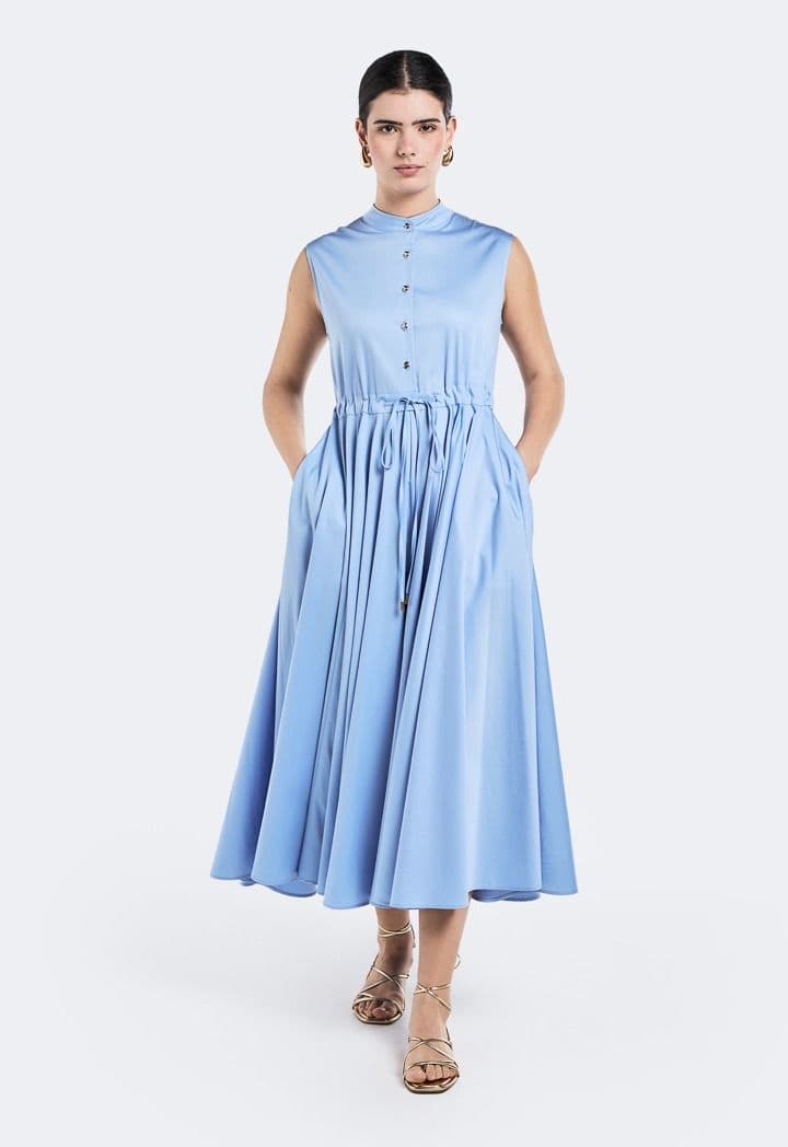 Платье без рукавов с кулиской