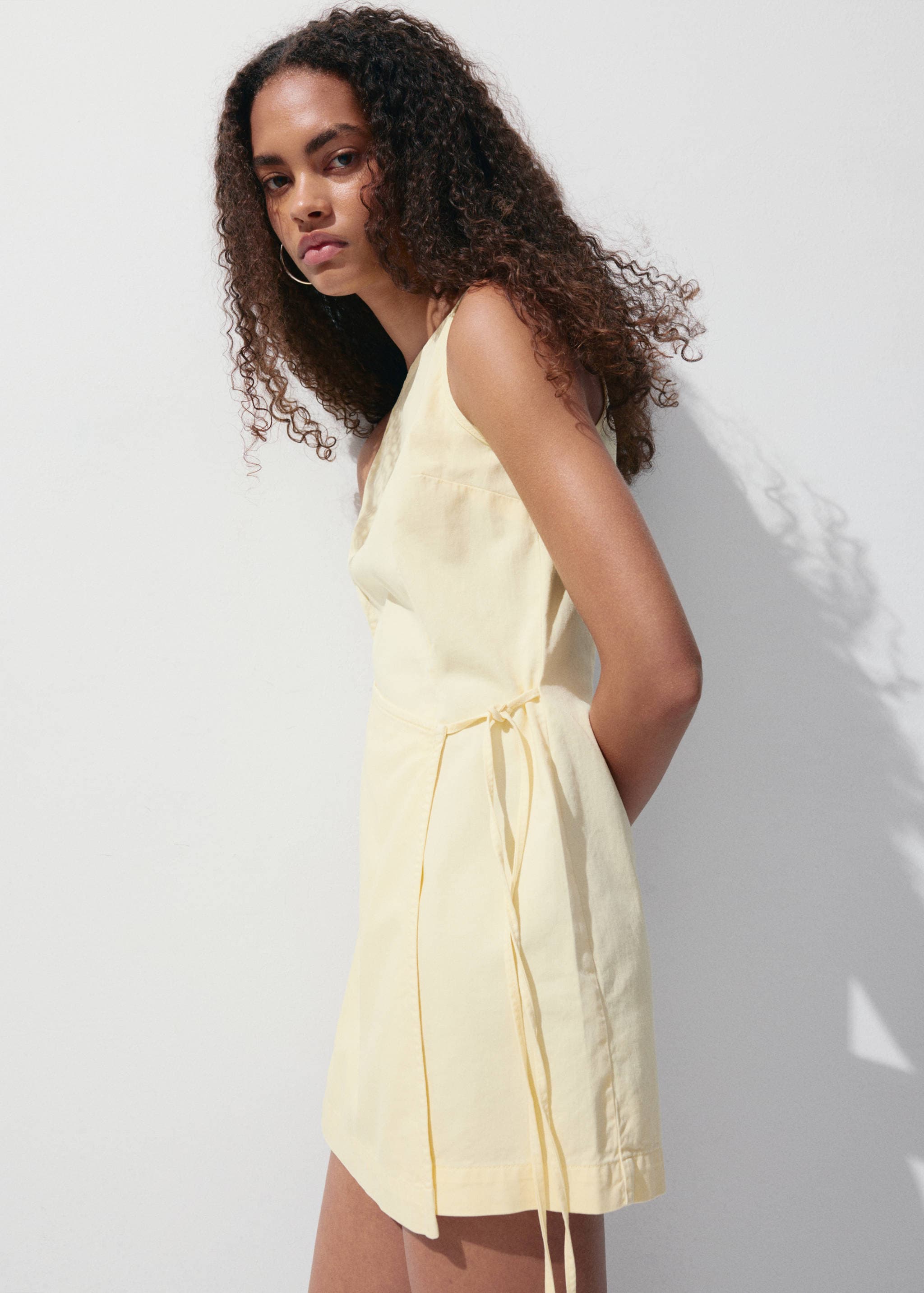 Хлопковое мини-платье с бантом