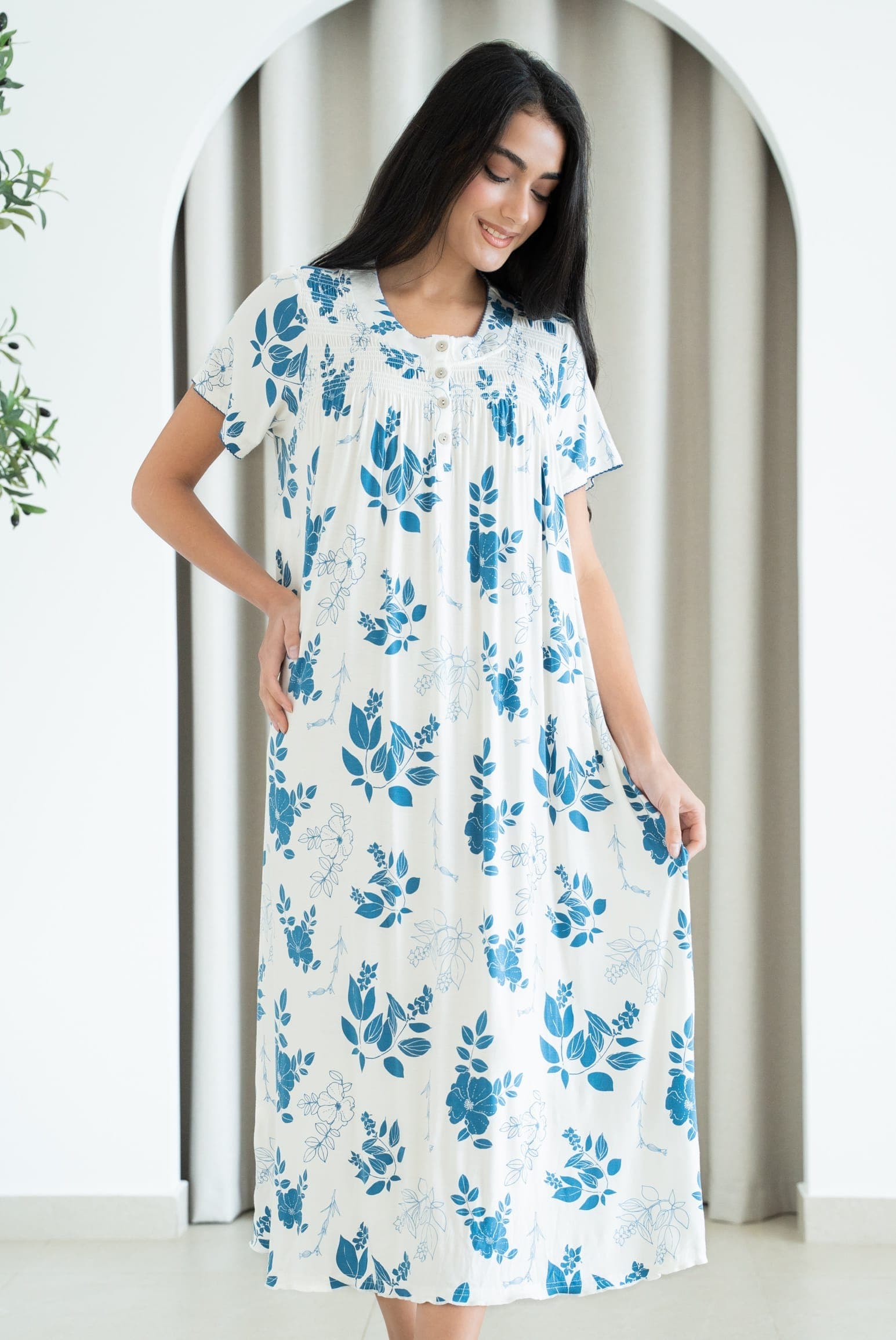 BLUE FLORAL Ночная рубашка