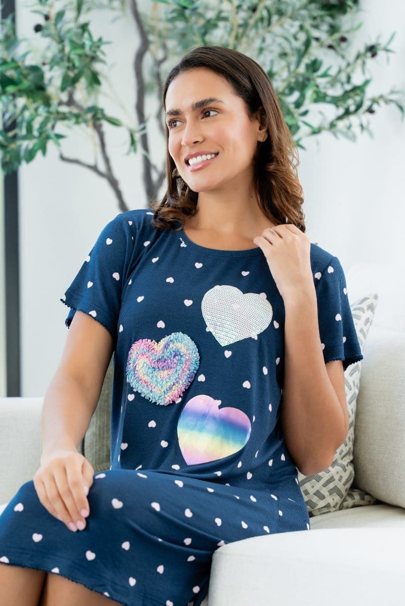 HEARTS PRINT Ночная рубашка